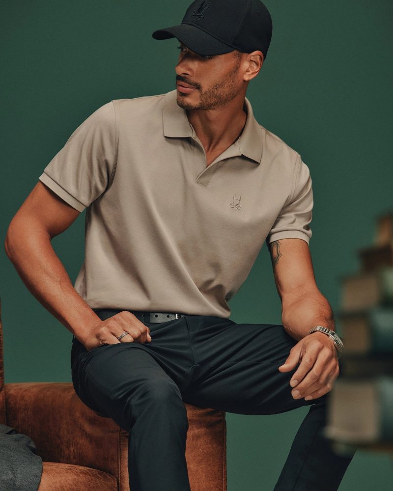 MENS BROADWAY PIMA INTERLOCK JOHNNY COLLAR POLO - B6K891D200 - Image 2
